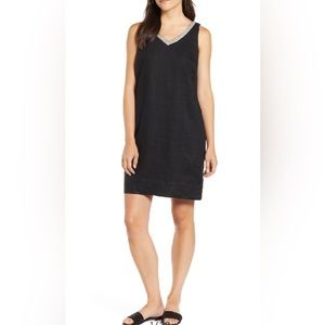TOMMY BAHAMA Lux Linen Embellished shift dress in black